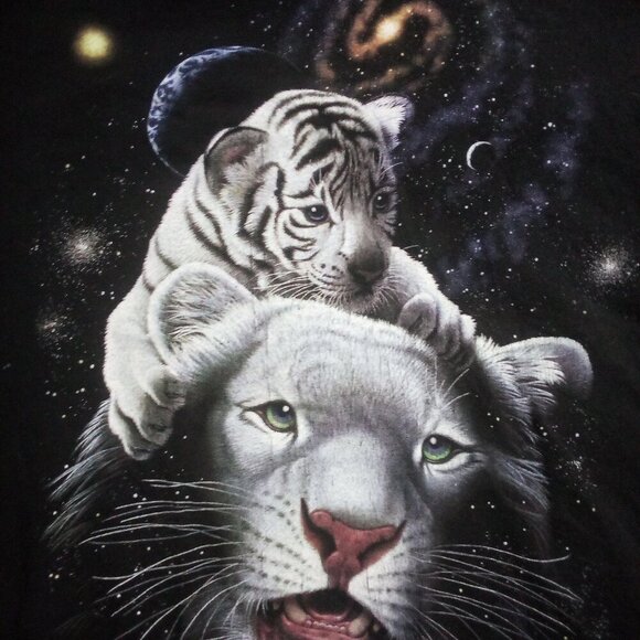 Vintage White Tiger King Magic Outer Space T-Shirt - Picture 1 of 6
